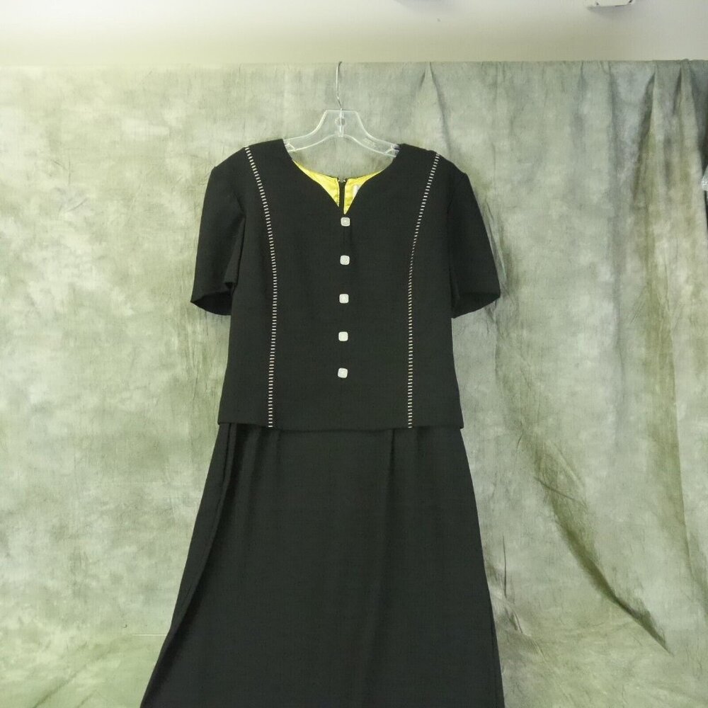 EUC Julian Taylor Solid Black Mock 2-Piece Dress Size 10 VINTAGE s-8774